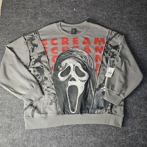 Ghostface Sweatshirt Mens XL Gray Scream Ghost Mask Graphic Fleece Crewneck